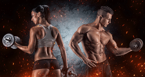 Animated Fire Embers & Sparks Photoshop Action - Gym couple training