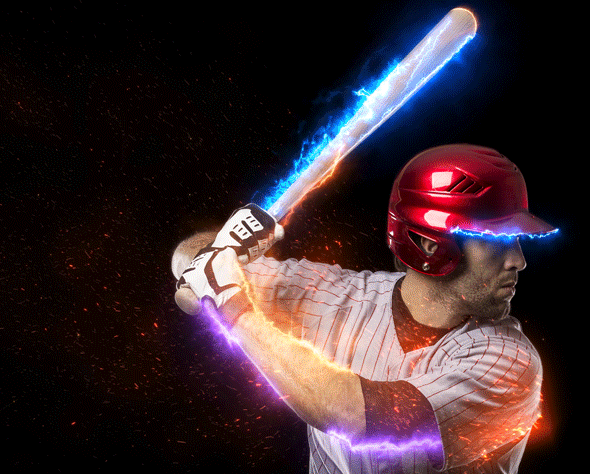 Animated Fire Embers & Sparks Photoshop Action - Baseball player