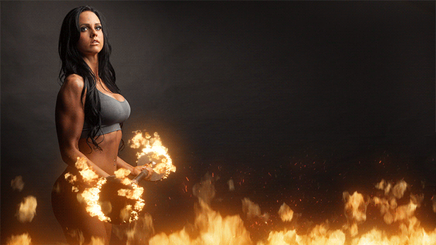 Fitness girl - Animated Fire 2 Photoshop Action