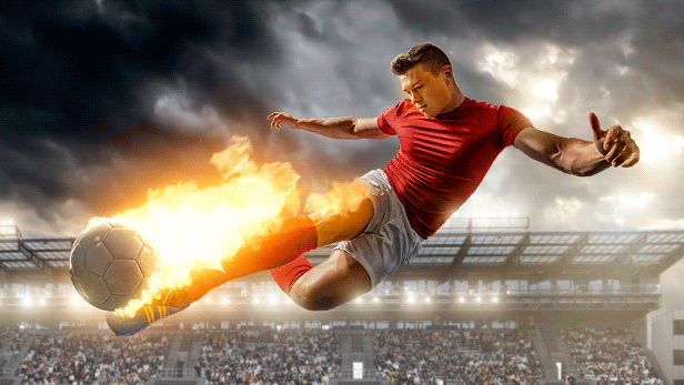 Football soccer player - Animated Fire 2 Photoshop Action